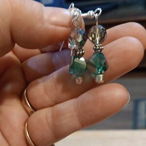 2/$10 Handmade Teal And Silver Accent Dangle Earrings
